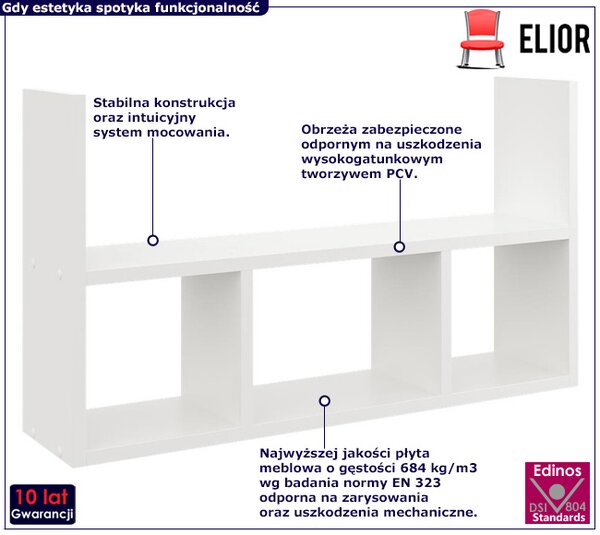 Biała Skandynawska Półka Wisząca H5-E77