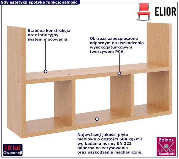 Minimalistyczna półka wisząca w kolorze buk F4-S14