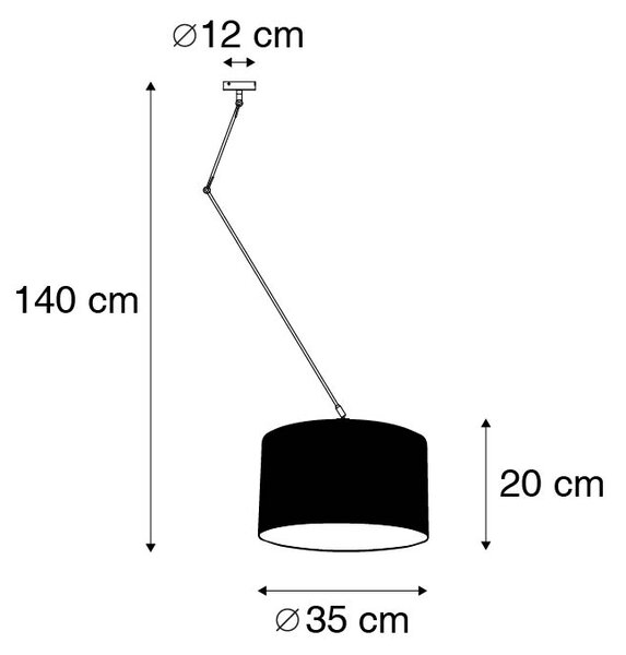 Lampa wisząca czarna z kloszem 35 cm zielonym regulowanym - Blitz