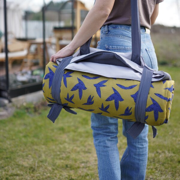 Modern Denim – muślinowy koc piknikowy XXL – mata piknikowa 180×150 cm