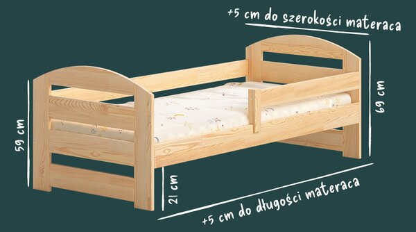 Drewniane łóżko dziecięce CLAUDINE