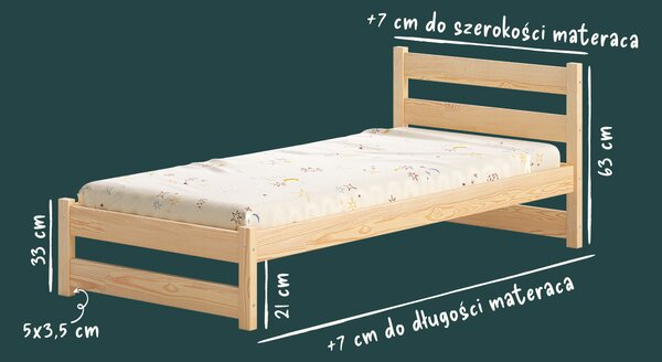 Drewniane łóżko jednoosobowe dla dzieci GEORGE