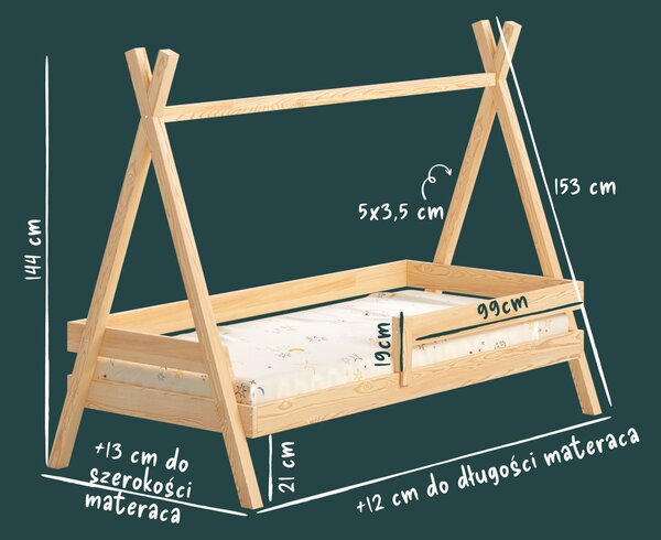 Drewniane łóżko dziecięce TIPI PLUS