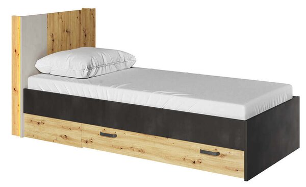 Łóżko Qubic QB‑12 90cm – funkcjonalne i nowoczesne łóżko młodzieżowe z LED