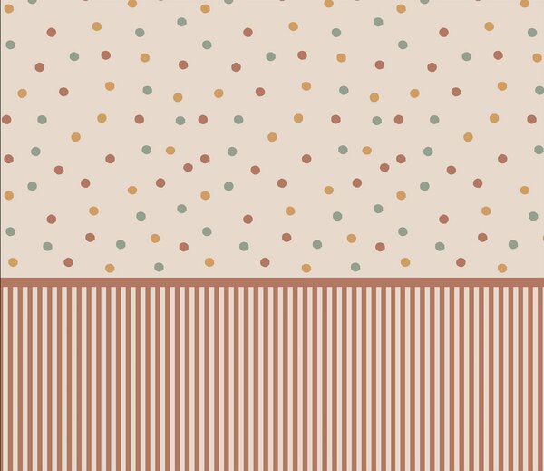 Tapeta dziecięca w brązowe paski i kropki – Bouncy Dots – mural