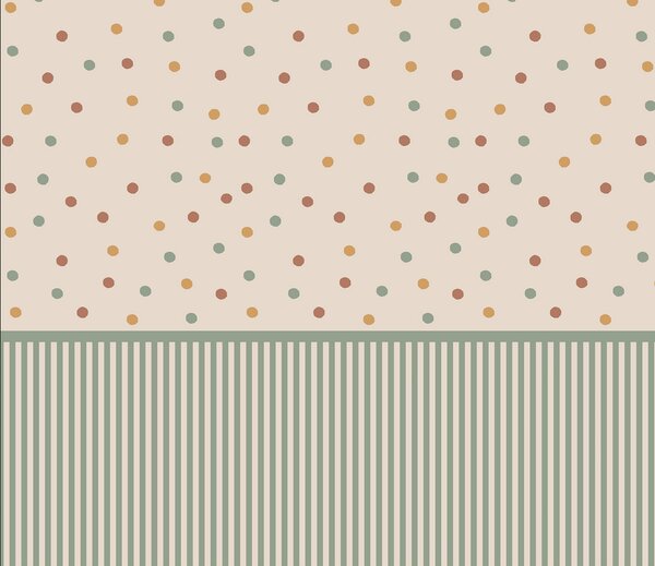 Tapeta dziecięca w zielone paski i kropki – Bouncy Dots – mural