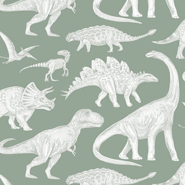 Tapeta do pokoju dziecka dinozaury - matcha