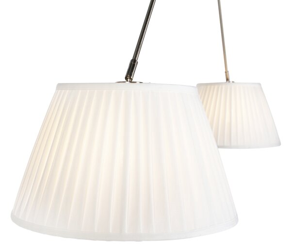 Stalowa lampa wisząca z kremowymi plisowanymi kloszami 35 cm 2-źródła światła - Blitz