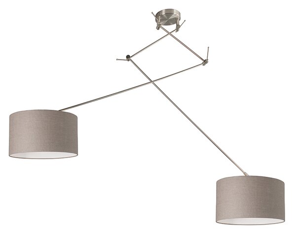 Lampa wisząca regulowana stal klosz szarobrązowy 35cm - Blitz II Oswietlenie wewnetrzne