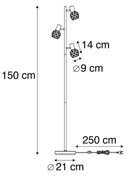 Lampa podłogowa złota 3-źródła światła - Mesh Oswietlenie wewnetrzne