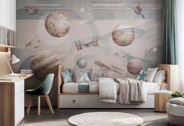 Tapeta dla dzieci SPACE ZONE - mint dla miłośnik astronomii