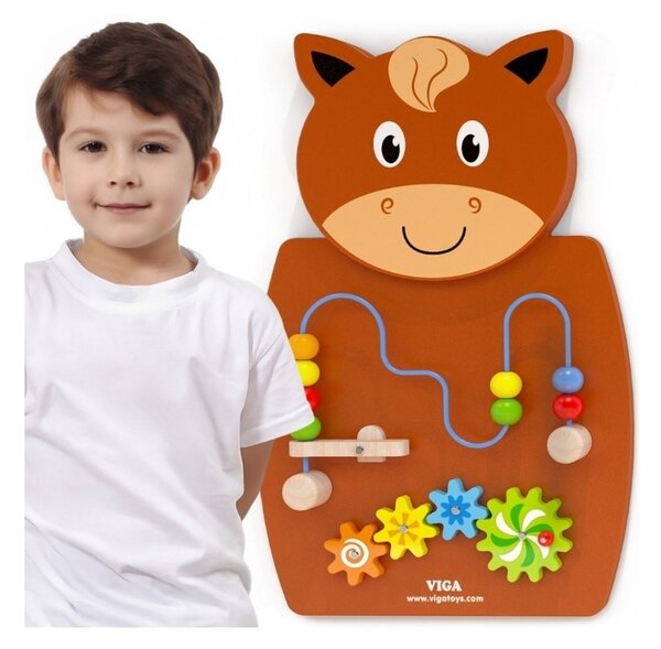 VIGA Drewniana Tablica Manipulacyjna Konik Certyfikat FSC Montessori