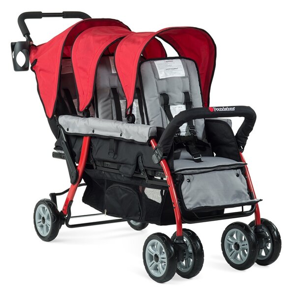 Gaggle Foundations Sport Splash Stroller Trio czerwony Wózek 3-osobowy dla rodzin i placówek