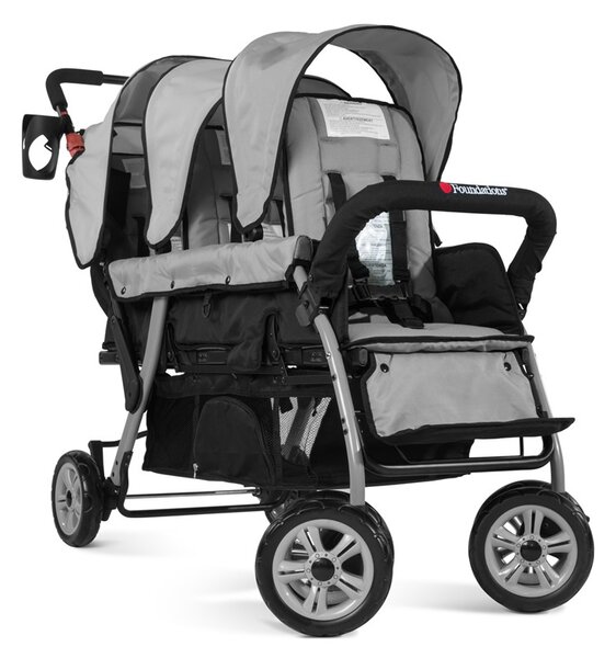 Gaggle Foundations Sport Splash Stroller Trio szary Wózek 3-osobowy dla rodzin i placówek
