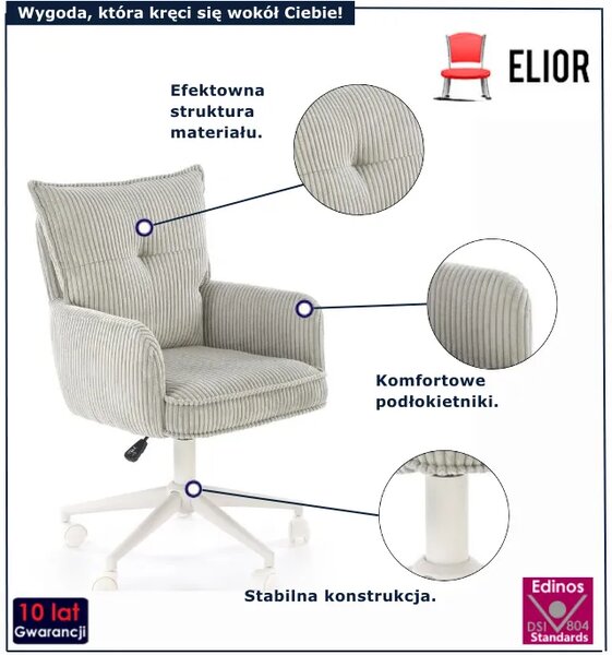 Tapicerowany fotel obrotowy popiel C8-A47