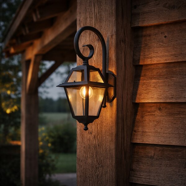 Klasyczna zewnętrzna lampa ścienna czarna IP44 - Berta