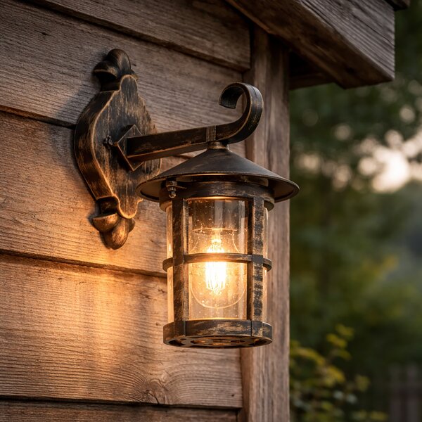 Klasyczna lampa ścienna zewnętrzna antyczne złoto IP44 - Herb