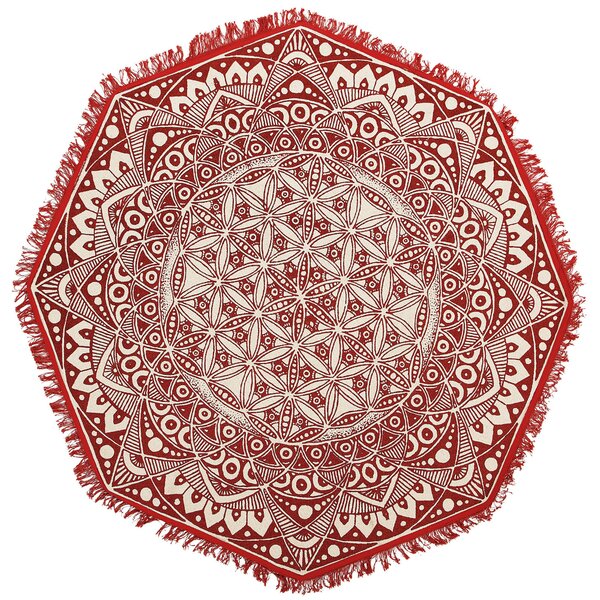 Dywan ośmiokątny orientalny nadruk 120 cm bawełniany czerwono-kremowy Mezitili Beliani