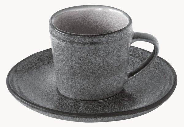 Komplet filiżanek ze spodkiem z kamionki Essential, 12 elem