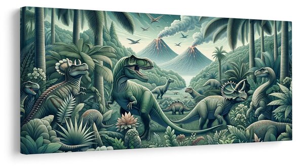 Obraz prehistoryczny świat dinozaurów w dżungli