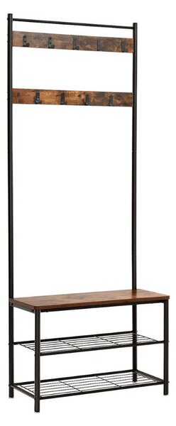 Metalowa ścianka do przedpokoju TAYLOR 72x175 cm, czarna/rustykalny brąz