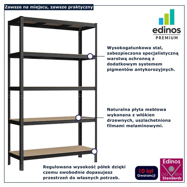 Regał metalowy z 5 półkami E3-G40