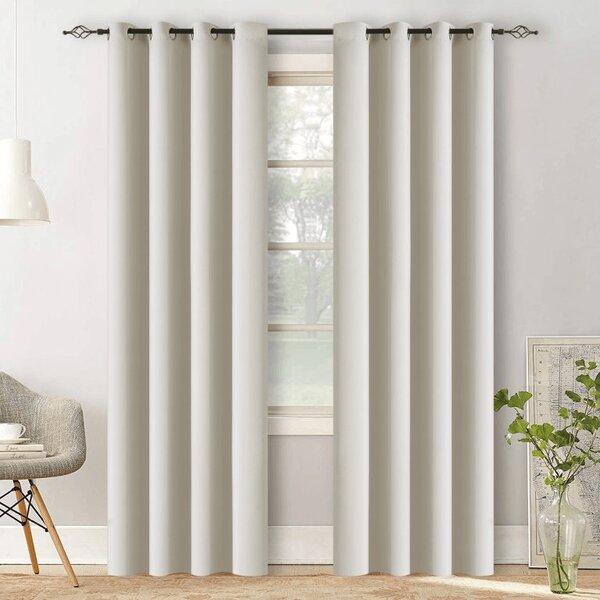 Biało-kremowa zasłona OXFORD 140x250 cm Zawieszanie: Taśma z wiązaniami