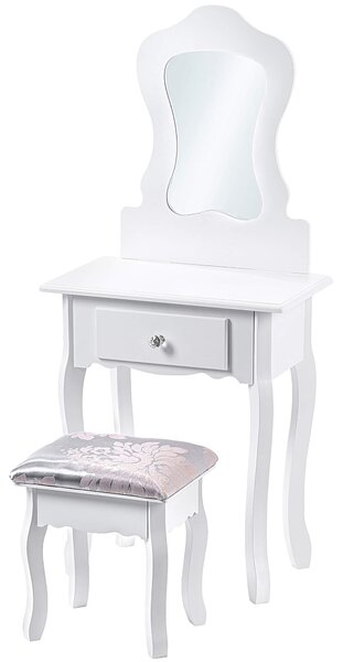 Toaletka kosmetyczna Schio z taboretem dla dzieci 115 x 50 cm, biała