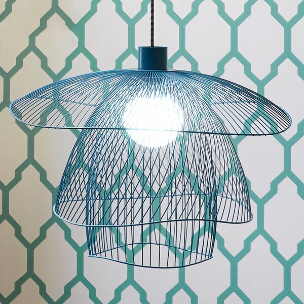 Lampa Wisząca Forestier, Papillon S, ściemnialny, niebieski, salon, metal, design