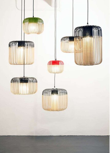 Lampa Wisząca Forestier, Bamboo, ściemnialny, czerwony, salon, bambus, boho