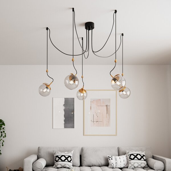 Lampa Wisząca By Rydéns, Carry, ściemnialny, szary, salon, szkło, skandynawski