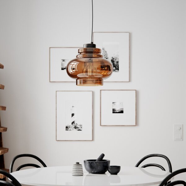 Lampa Wisząca By Rydéns, Dolores, ściemnialny, brąz rdzawy, salon, szkło, skandynawski