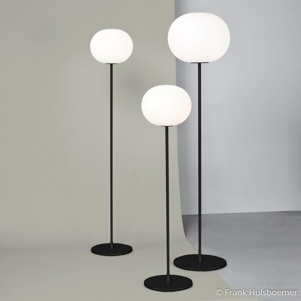 Lampa Podłogowa FLOS, Glo-Ball F1, ściemnialny, biały, salon, szkło, design