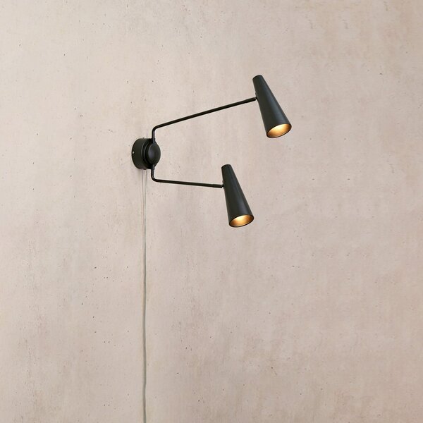 Lampa Ścienna Markslöjd, Peak, czarny, sypialnia, metal
