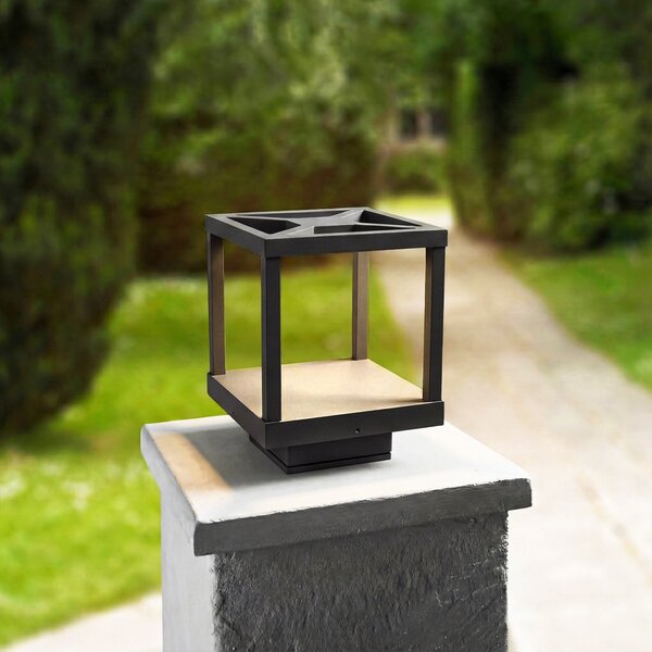 Zewnętrzna Lampa Lucande, Lealan, czarny, taras, aluminium, nowoczesny