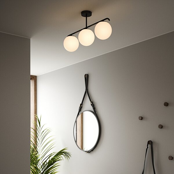 Lampa Sufitowa Nordlux, Grant, ściemnialny, czarny, salon, szkło