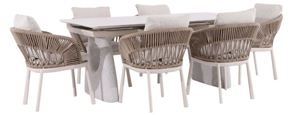 Zestaw ogrodowy Adora: stół rozkładany 180-240x100 i 6 krzeseł