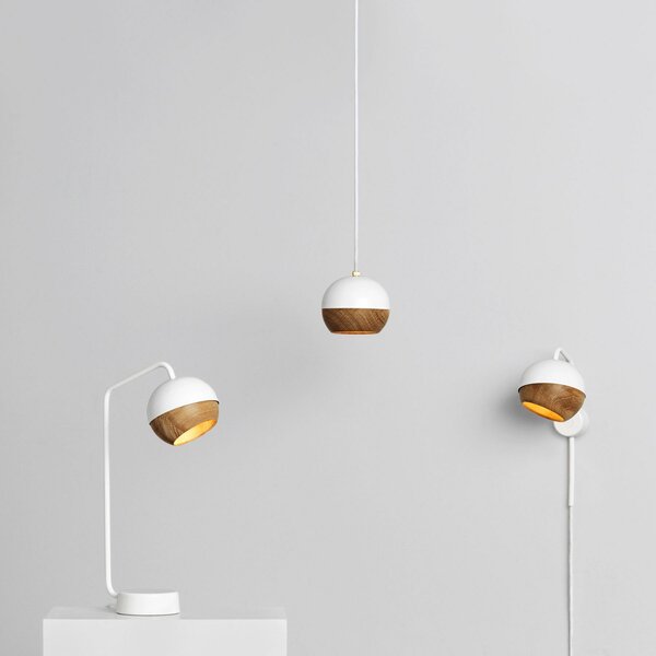 Lampa Wisząca MATER, Ray M, ściemnialny, biały, salon, drewno, design