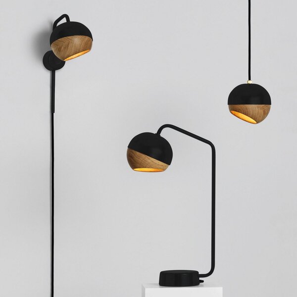 Lampa Wisząca MATER, Ray M, ściemnialny, czarny, salon, drewno, design