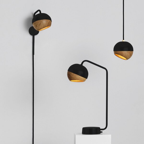 Lampa Wisząca MATER, Ray S, ściemnialny, czarny, salon, drewno, design