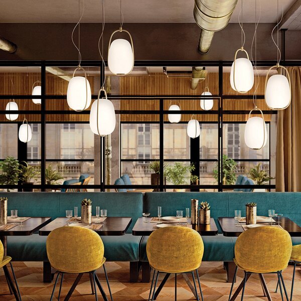 Lampa Wisząca kdln, Lannà, ściemnialny, złoty | mosiężny, salon, szkło, design
