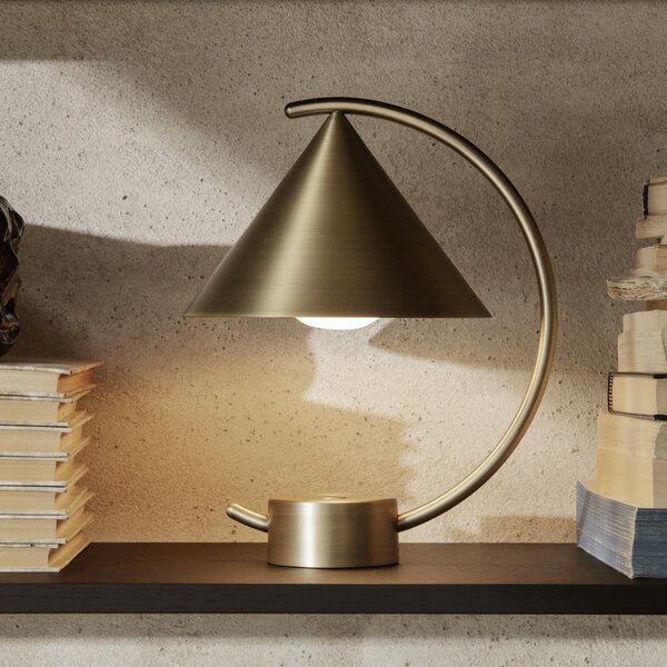 Lampa Stołowa ferm LIVING, Meridian, ściemnialny, złoty | mosiężny, salon, metal, design