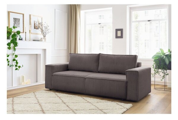 Szarobrązowa sztruksowa rozkładana sofa 245 cm Nihad – Bobochic Paris