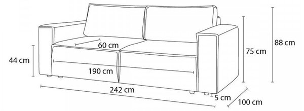 Szarobrązowa sztruksowa rozkładana sofa 245 cm Nihad – Bobochic Paris