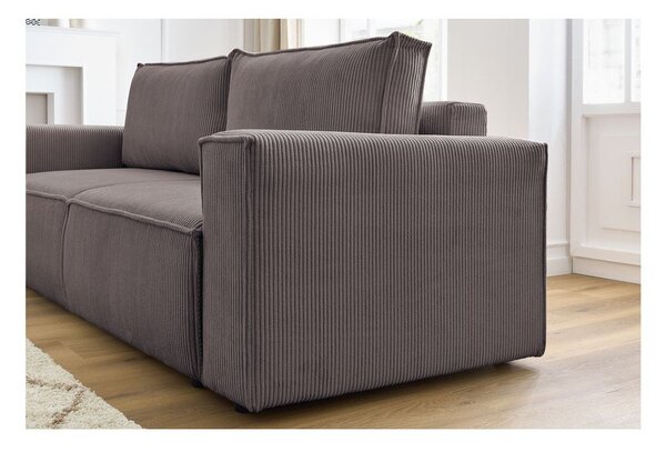 Szarobrązowa sztruksowa rozkładana sofa 245 cm Nihad – Bobochic Paris