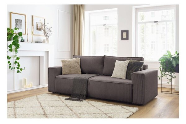 Szarobrązowa sztruksowa rozkładana sofa 245 cm Nihad – Bobochic Paris