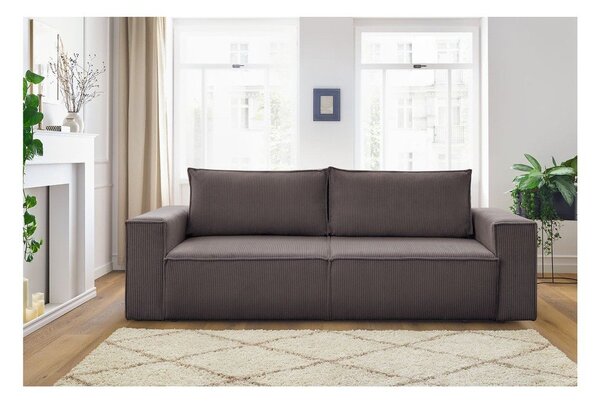 Szarobrązowa sztruksowa rozkładana sofa 245 cm Nihad – Bobochic Paris
