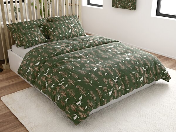 Pościel z mikrofibry OAK DEER ciemnozielony Rozmiar pościeli: 2 szt 70 x 90 cm | 200 x 220 cm