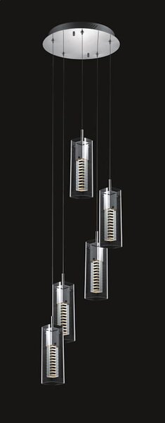 VERIZON lampa wisząca kaskada chrom klosze przeźroczyste z piaskowanymi płytkami 5xMR11 MD109003-5B