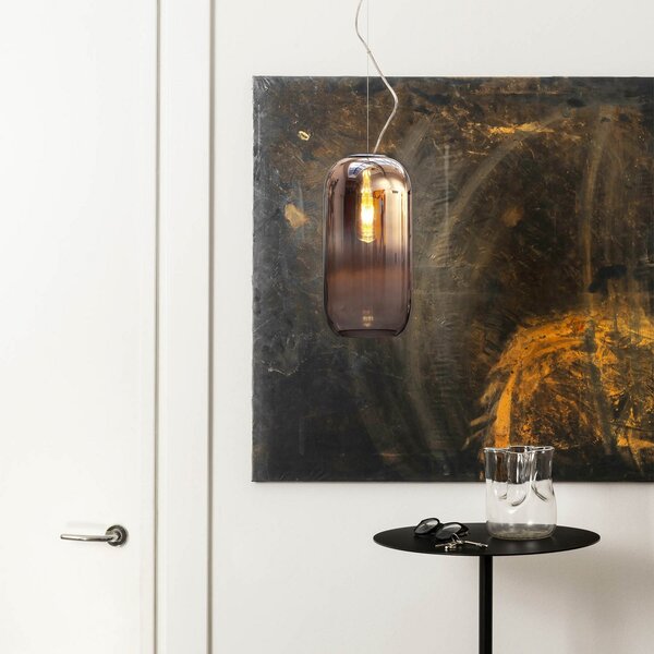 Lampa Wisząca Artemide, Gople, ściemnialny, brąz rdzawy, salon, szkło, design